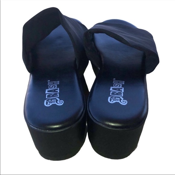 Black Stretch Mesh Slip-On Platform Sandal - Picture 3 of 5